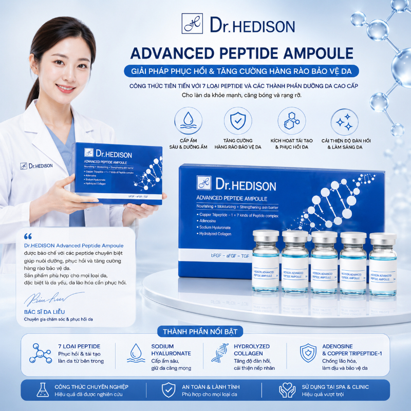 Tinh chất phục hồi trẻ hóa tái tạo giảm nếp nhăn cho da Dr.HEDISON Advanced Peptide Ampoule 1 lọ/5ml