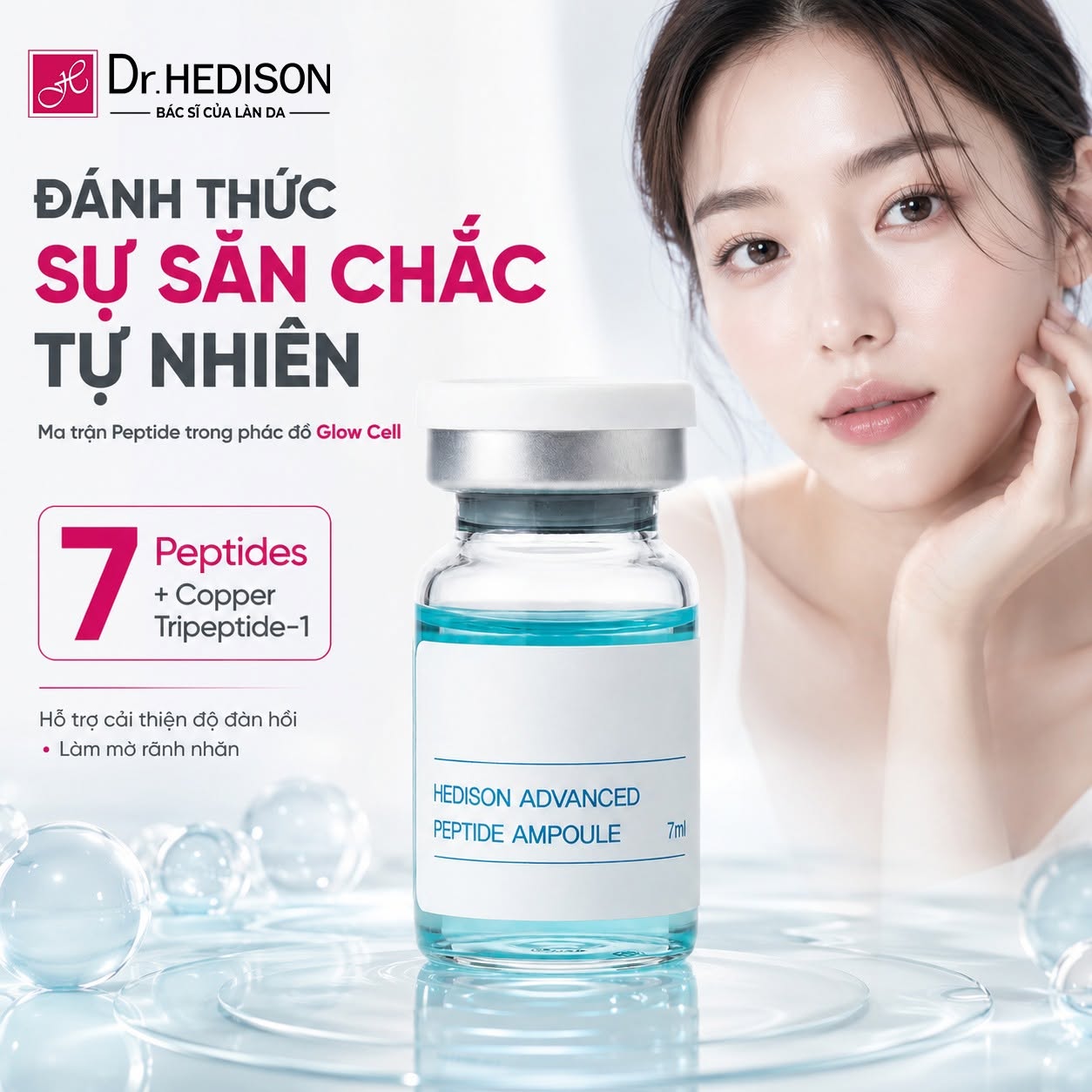 Tinh chất phục hồi trẻ hóa tái tạo giảm nếp nhăn cho da Dr.HEDISON Advanced Peptide Ampoule 1 lọ/5ml