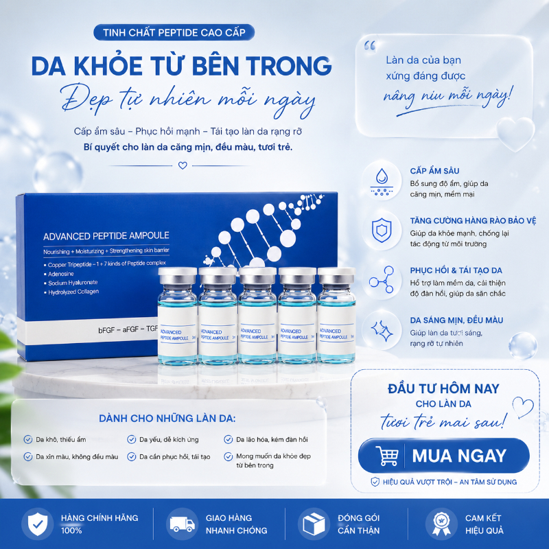 Tinh chất phục hồi trẻ hóa tái tạo giảm nếp nhăn cho da Dr.HEDISON Advanced Peptide Ampoule 1 lọ/5ml