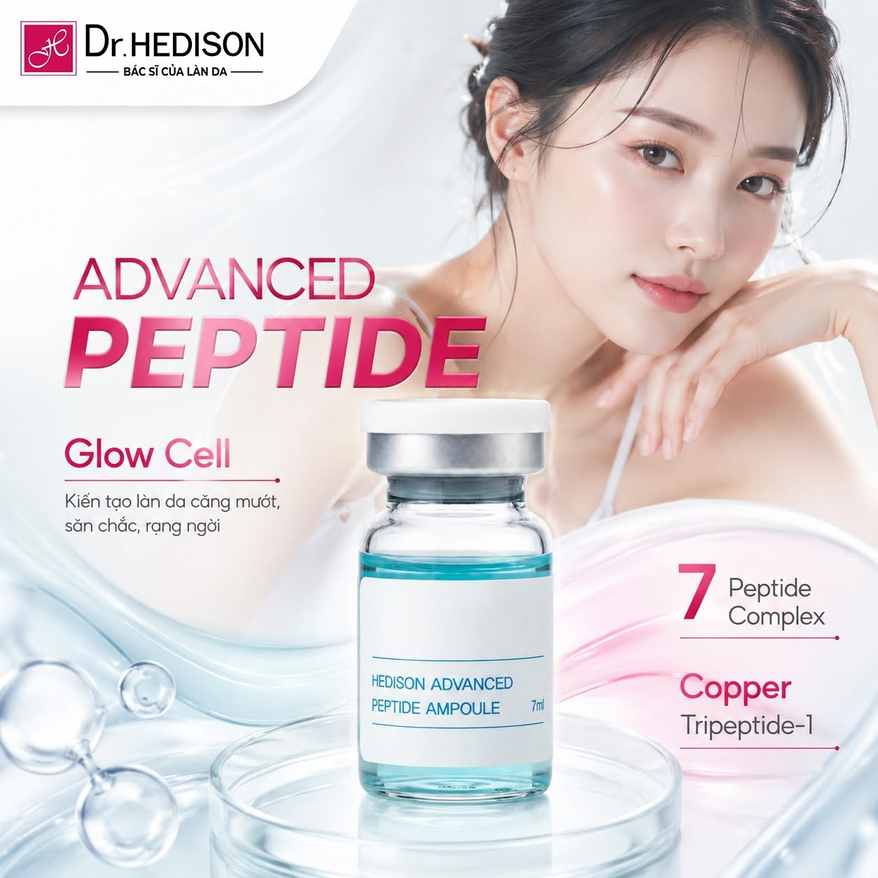 Tinh chất phục hồi trẻ hóa tái tạo giảm nếp nhăn cho da Dr.HEDISON Advanced Peptide Ampoule 1 lọ/5ml