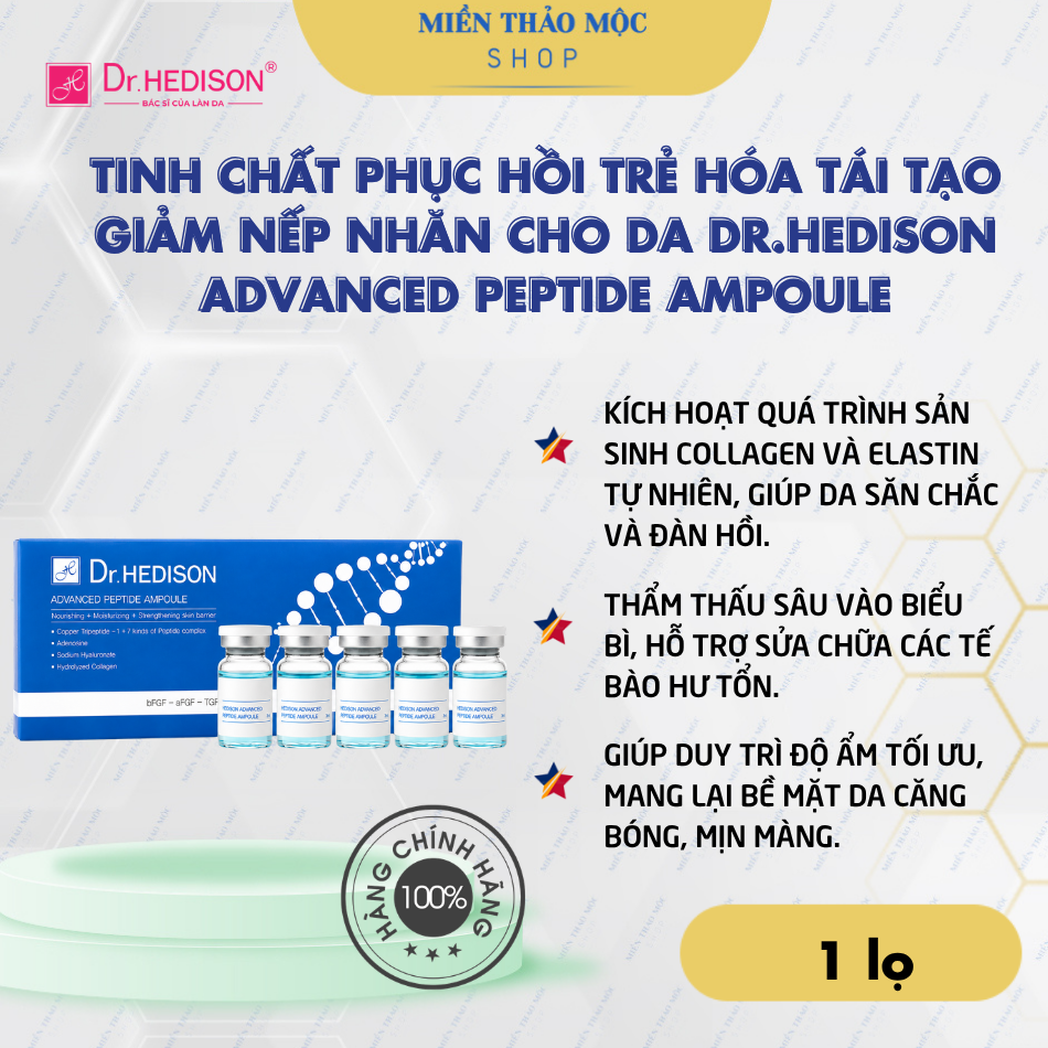 Tinh chất phục hồi trẻ hóa tái tạo giảm nếp nhăn cho da Dr.HEDISON Advanced Peptide Ampoule 1 lọ/5ml