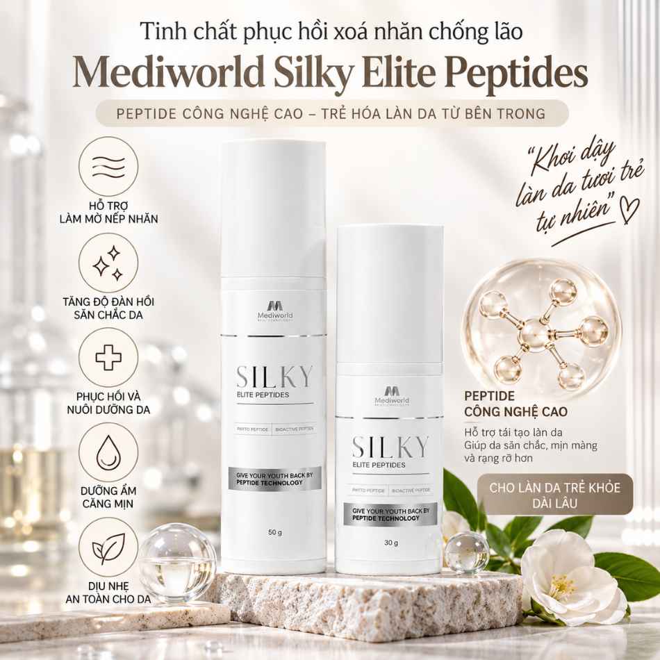 Tinh chất phục hồi xoá nhăn chống lão Mediworld Mediworld Silky Elite Peptides