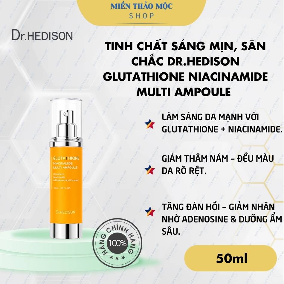Tinh chất sáng mịn, săn chắc Dr.Hedison Glutathione Niacinamide Multi Ampoule 50ml
