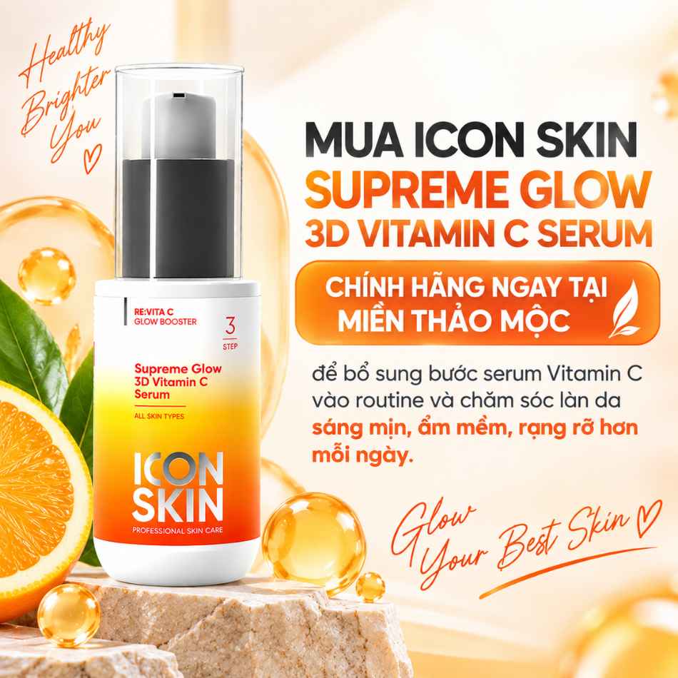 Tinh chất vitamin cải thiện chống lão hoá da Icon Skin Supreme Glow 3D Vitamin C Serum