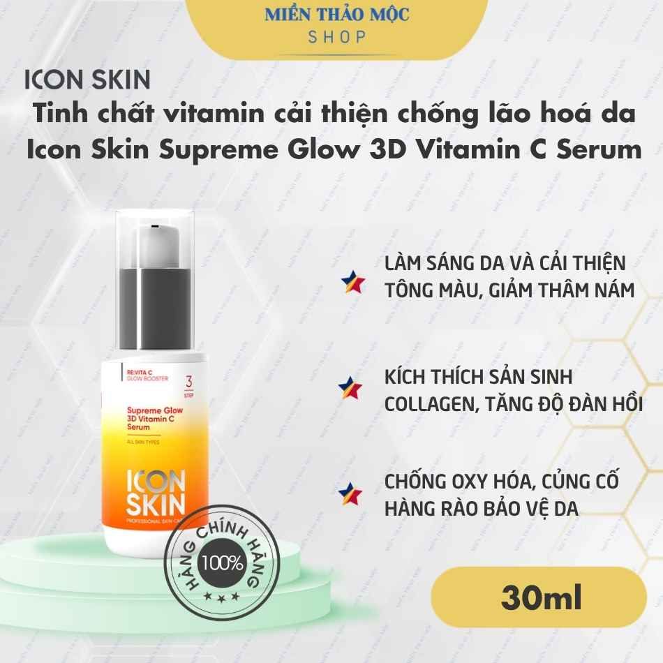 Tinh chất vitamin cải thiện chống lão hoá da Icon Skin Supreme Glow 3D Vitamin C Serum