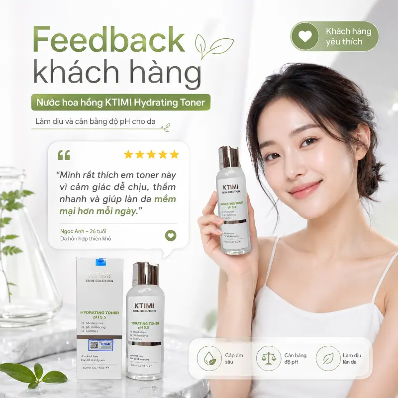 Toner Cấp Ẩm Phục Hồi Da Hydrating Toner KTIMI 150ml