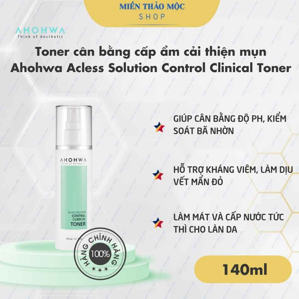 Toner cân bằng cấp ẩm cải thiện mụn Ahohwa Acless Solution Control Clinical Toner