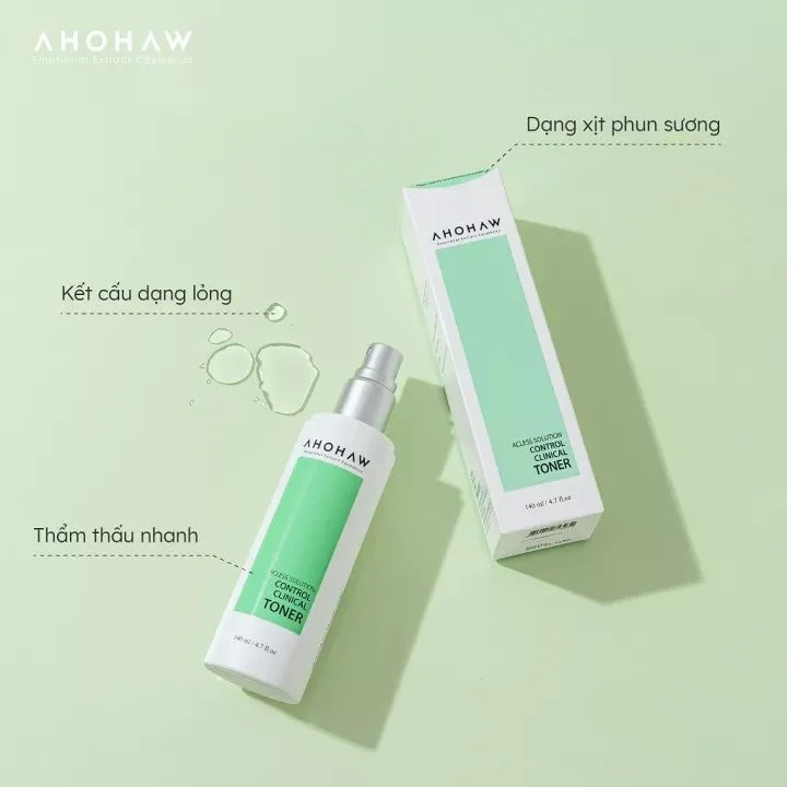 Toner cân bằng cấp ẩm cải thiện mụn Ahohwa Acless Solution Control Clinical Toner