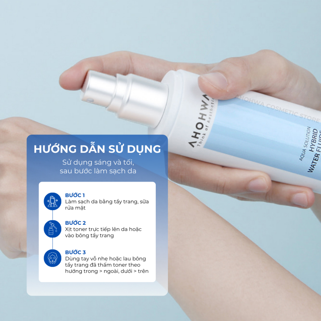 Toner cân bằng cấp ẩm phục hồi da Ahohwa Aqua Solution Hybrid Water Fluide Tone
