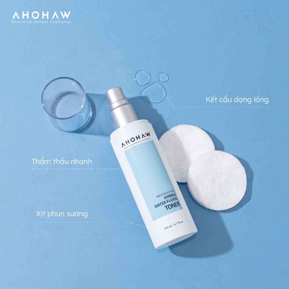 Toner cân bằng cấp ẩm phục hồi da Ahohwa Aqua Solution Hybrid Water Fluide Tone