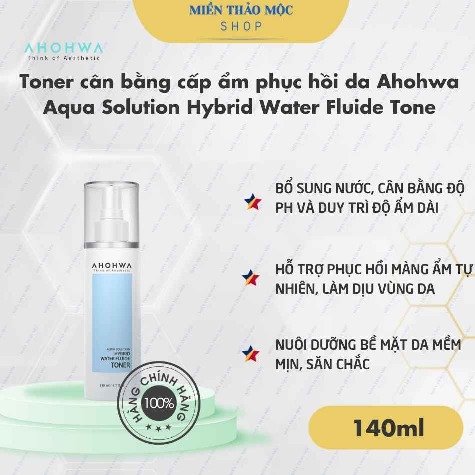 Toner cân bằng cấp ẩm phục hồi da Ahohwa Aqua Solution Hybrid Water Fluide Tone
