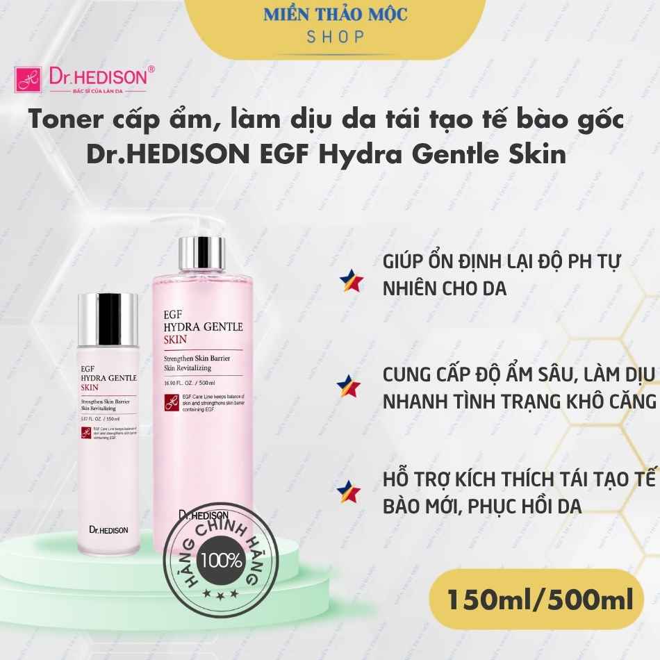 Toner cấp ẩm, làm dịu da tái tạo tế bào gốc Dr.HEDISON EGF Hydra Gentle Skin