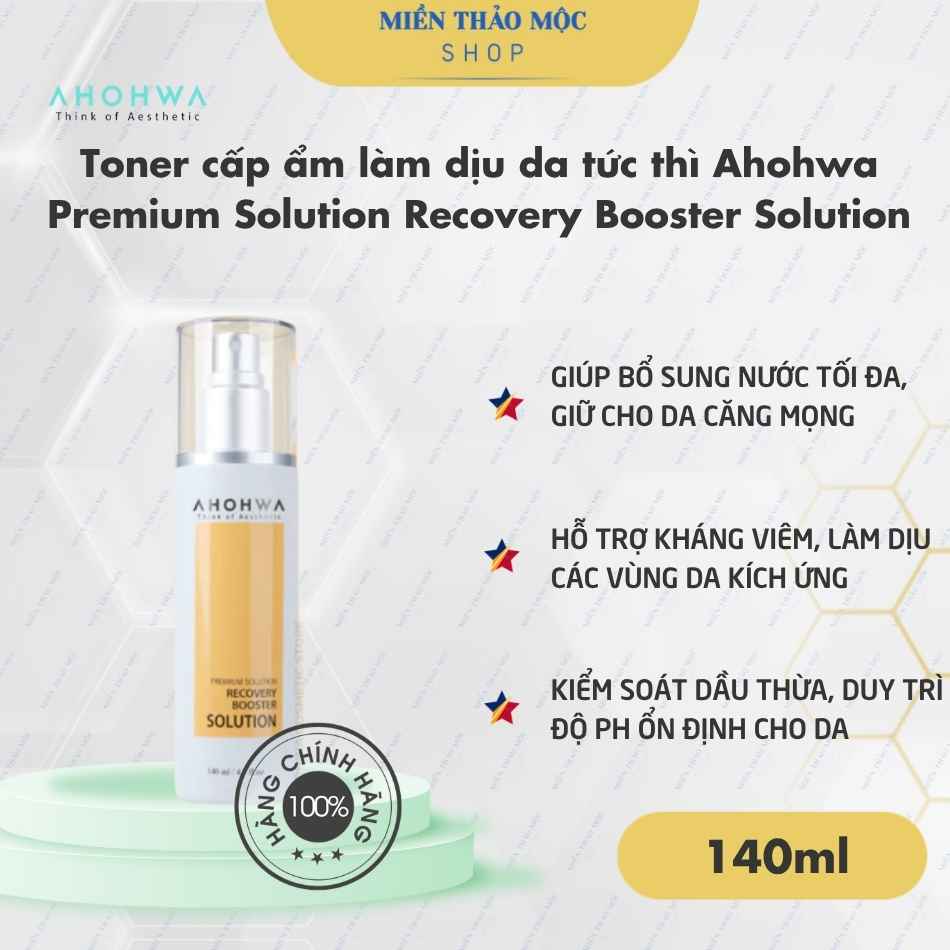Toner cấp ẩm làm dịu da tức thì Ahohwa Premium Solution Recovery Booster Solution