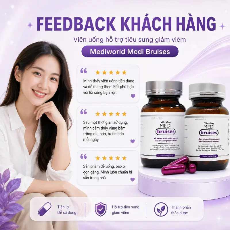 Viên Uống Hỗ Trợ Giảm Bầm Tím, Sưng Tấy, Hoạt Huyết Hiệu Quả Mediworld Medi Bruises
