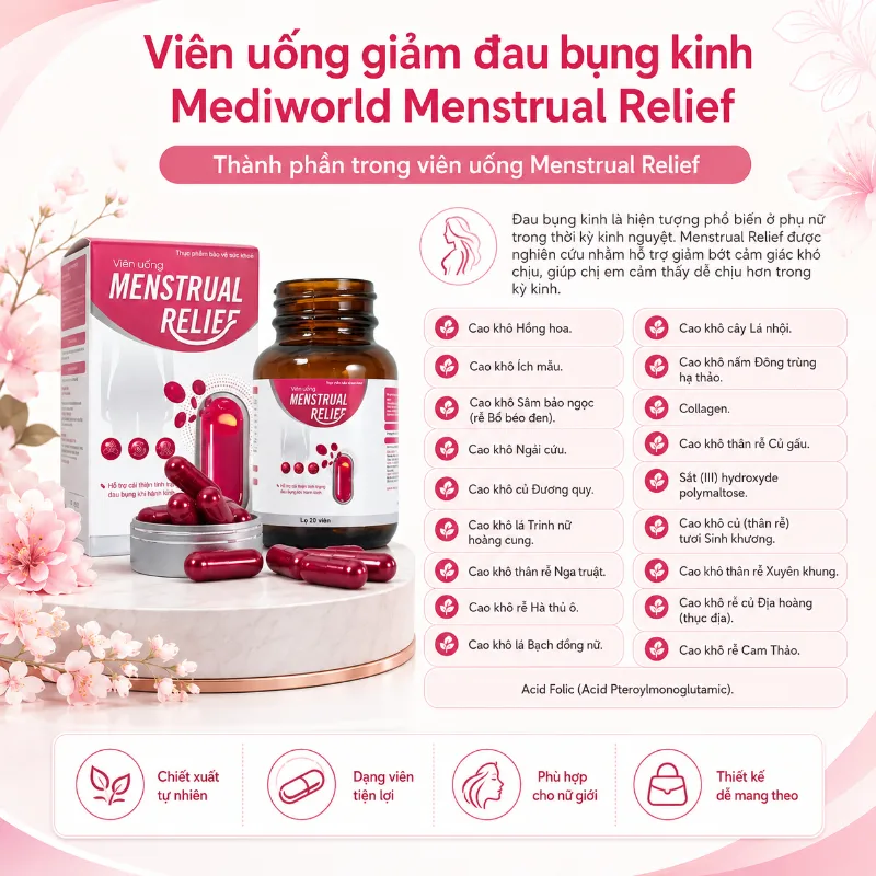 Viên Uống Hỗ Trợ Giảm Đau Bụng Kinh Từ Thảo Dược Menstrual Relief Mediworld