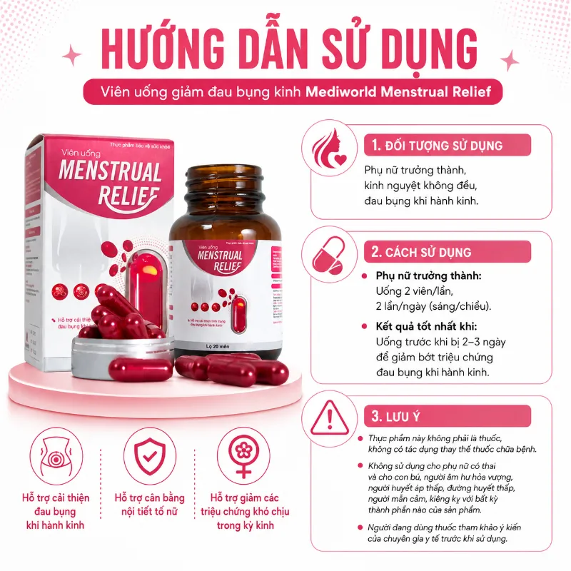 Viên Uống Hỗ Trợ Giảm Đau Bụng Kinh Từ Thảo Dược Menstrual Relief Mediworld