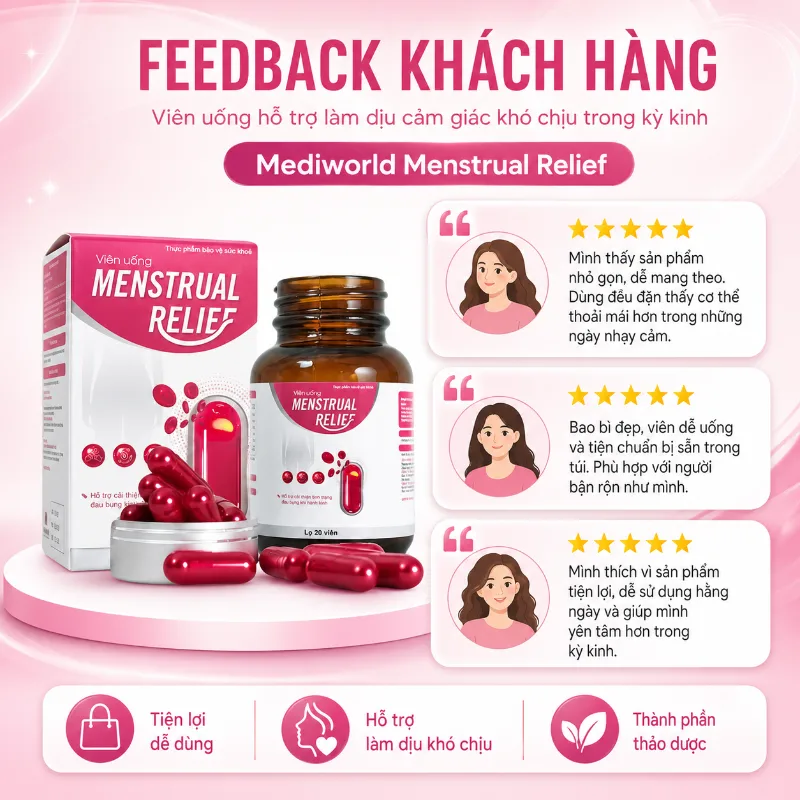 Viên Uống Hỗ Trợ Giảm Đau Bụng Kinh Từ Thảo Dược Menstrual Relief Mediworld
