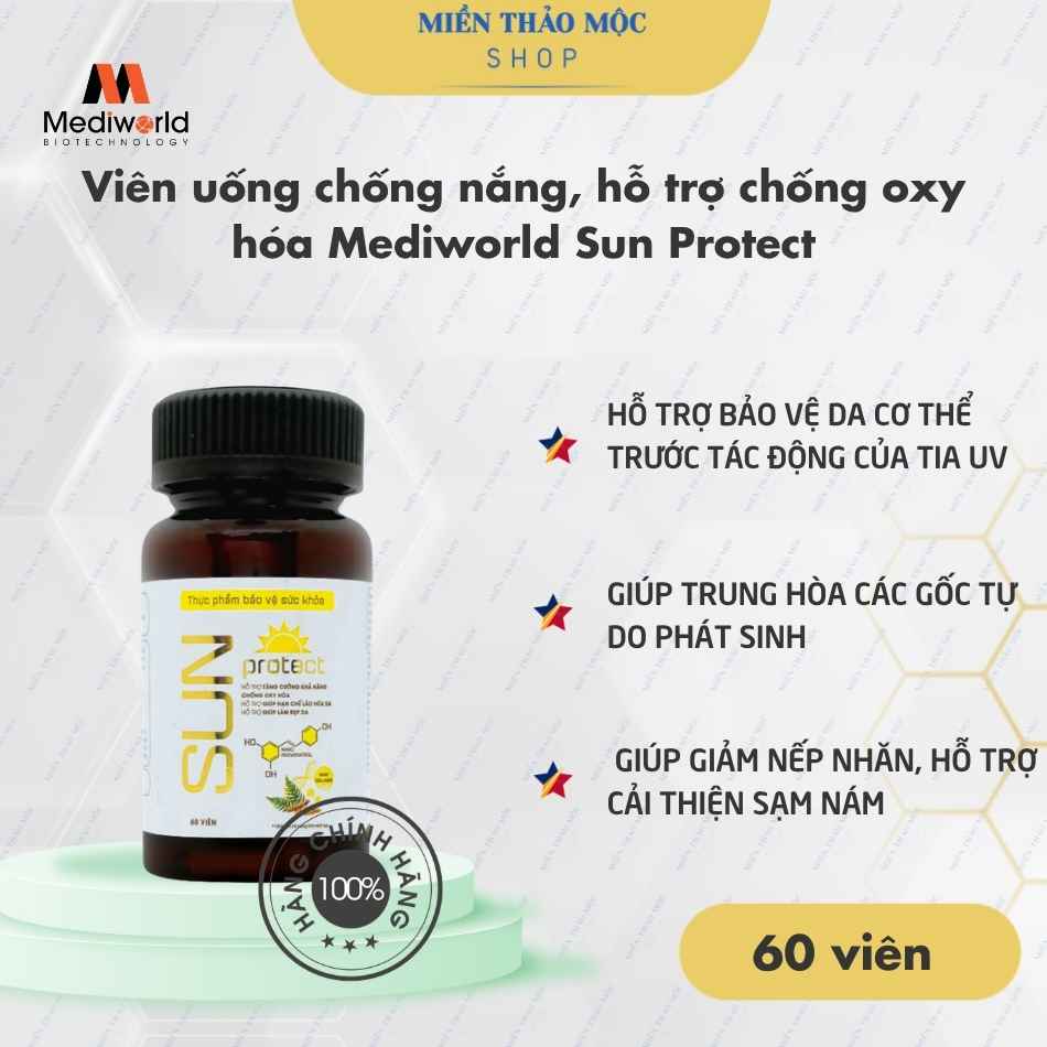 Viên uống chống nắng, hỗ trợ chống oxy hóa Mediworld Sun Protect