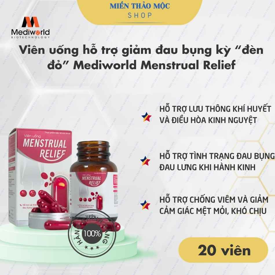 Viên uống hỗ trợ giảm đau bụng kỳ “đèn đỏ” Mediworld Menstrual Relief