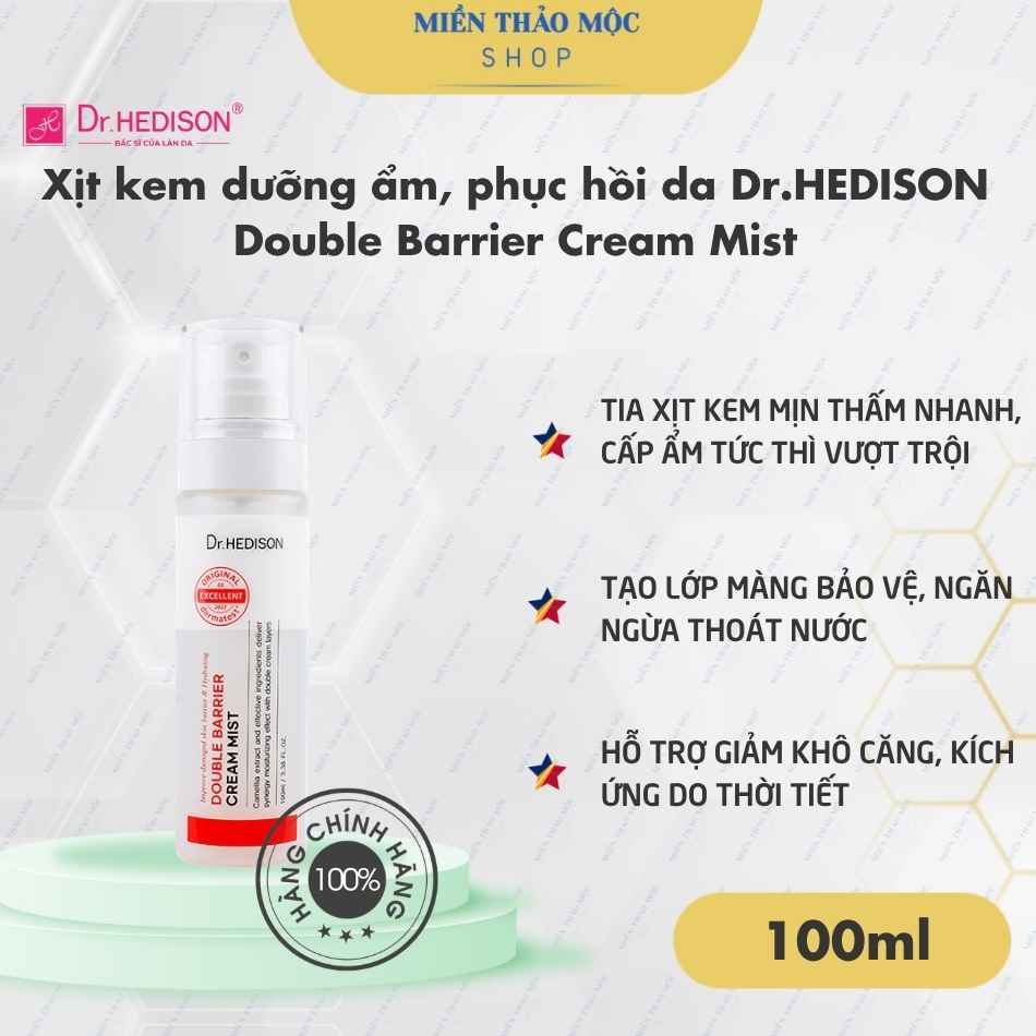 Xịt kem dưỡng ẩm, phục hồi da Dr.HEDISON Double Barrier Cream Mist