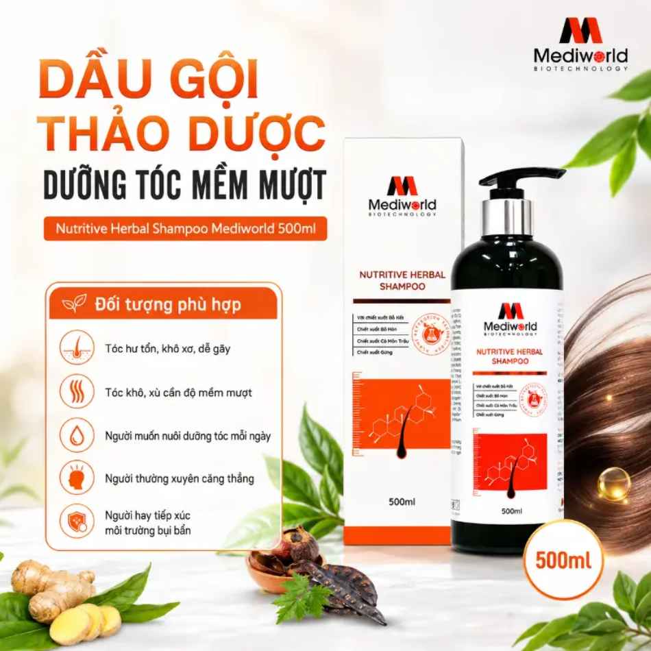 Dầu gội thảo dược chăm sóc tóc mềm mượt Mediworld Nutritive Herbal Shampoo.jpg