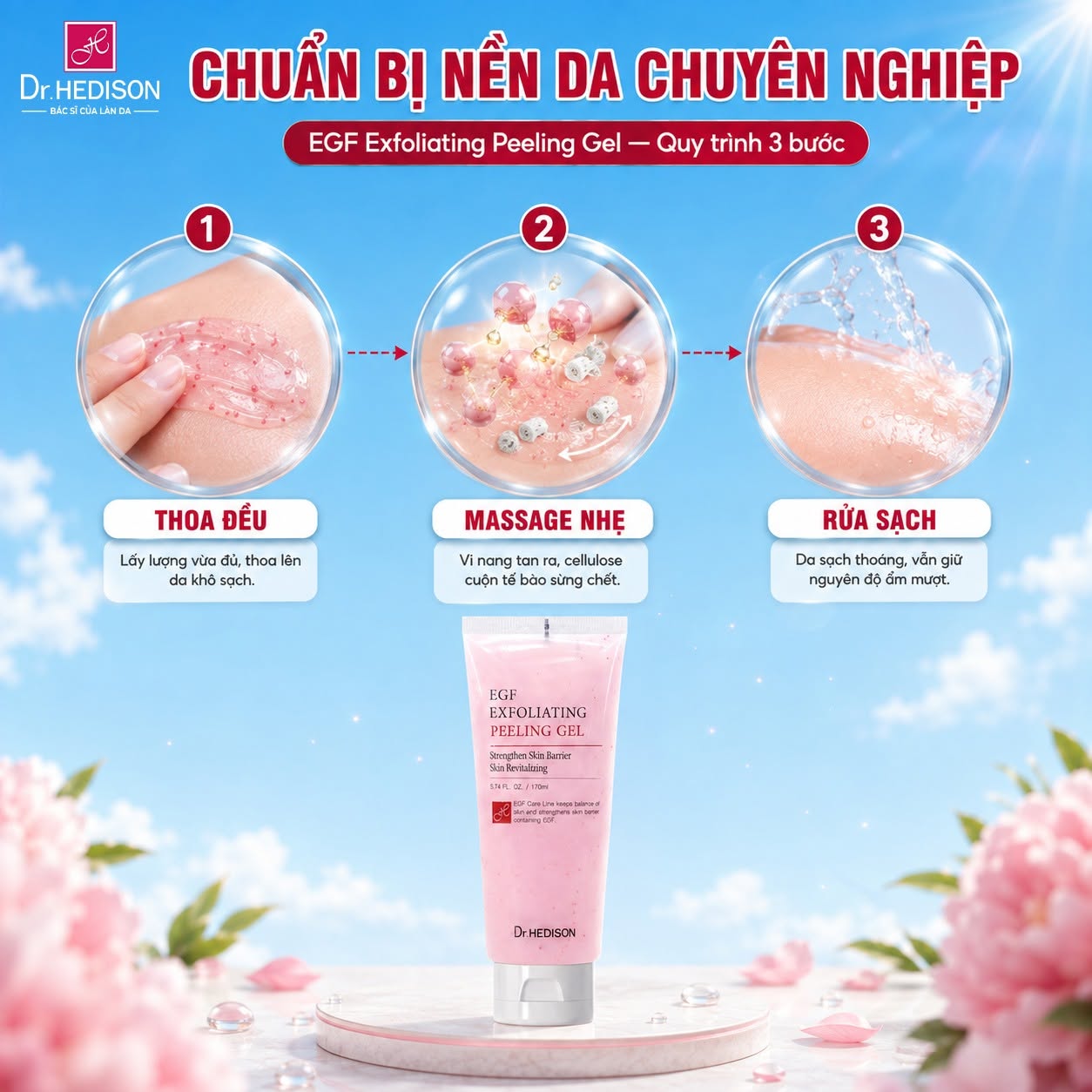Gel tẩy tế bào chết hỗ trợ làm mịn và chăm sóc da Dr.HEDISON EGF Exfoliating Peeling Gel 1.jpg