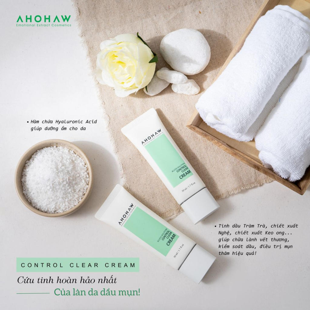 Kem dưỡng ẩm giảm mụn trứng cá Ahohwa Acless Solution Control Clear Cream 4.jpg