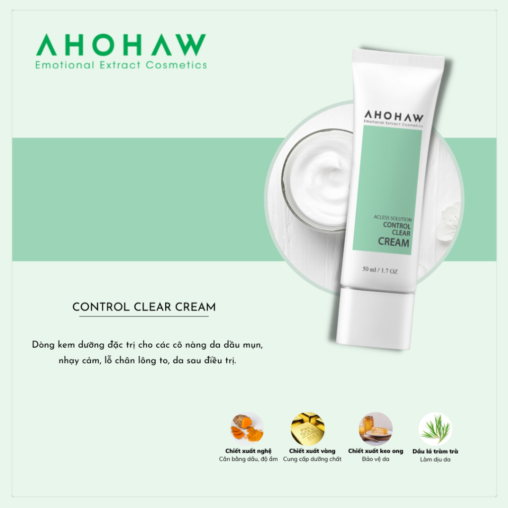 Kem dưỡng ẩm giảm mụn trứng cá Ahohwa Acless Solution Control Clear Cream 3.jpg