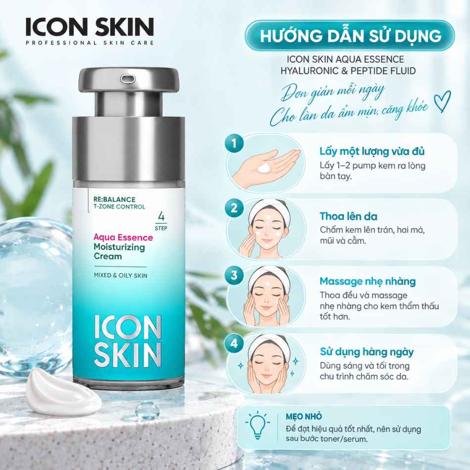Kem dưỡng cấp ẩm sâu và duy trì độ ẩm Icon Skin Aqua Essence Hyaluronic & Peptide Fluid (4).jpg