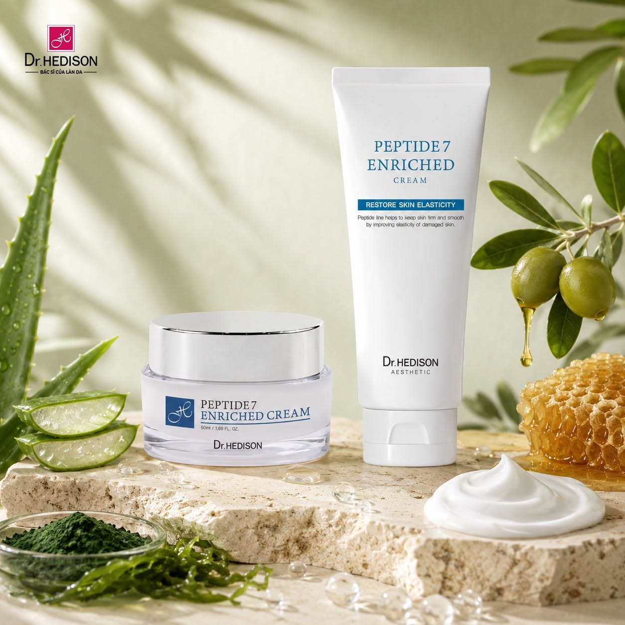 Kem dưỡng giảm nếp nhăn, chăm sóc da lão hóa Dr.HEDISON Peptide 7 Enriched Cream.jpg