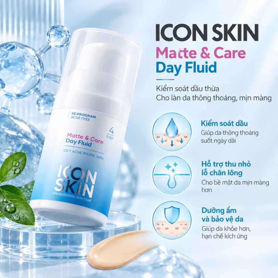 Kem dưỡng ngày cho da dầu, da hỗn hợp Icon Skin Matte & Care Day Fluid.jpg
