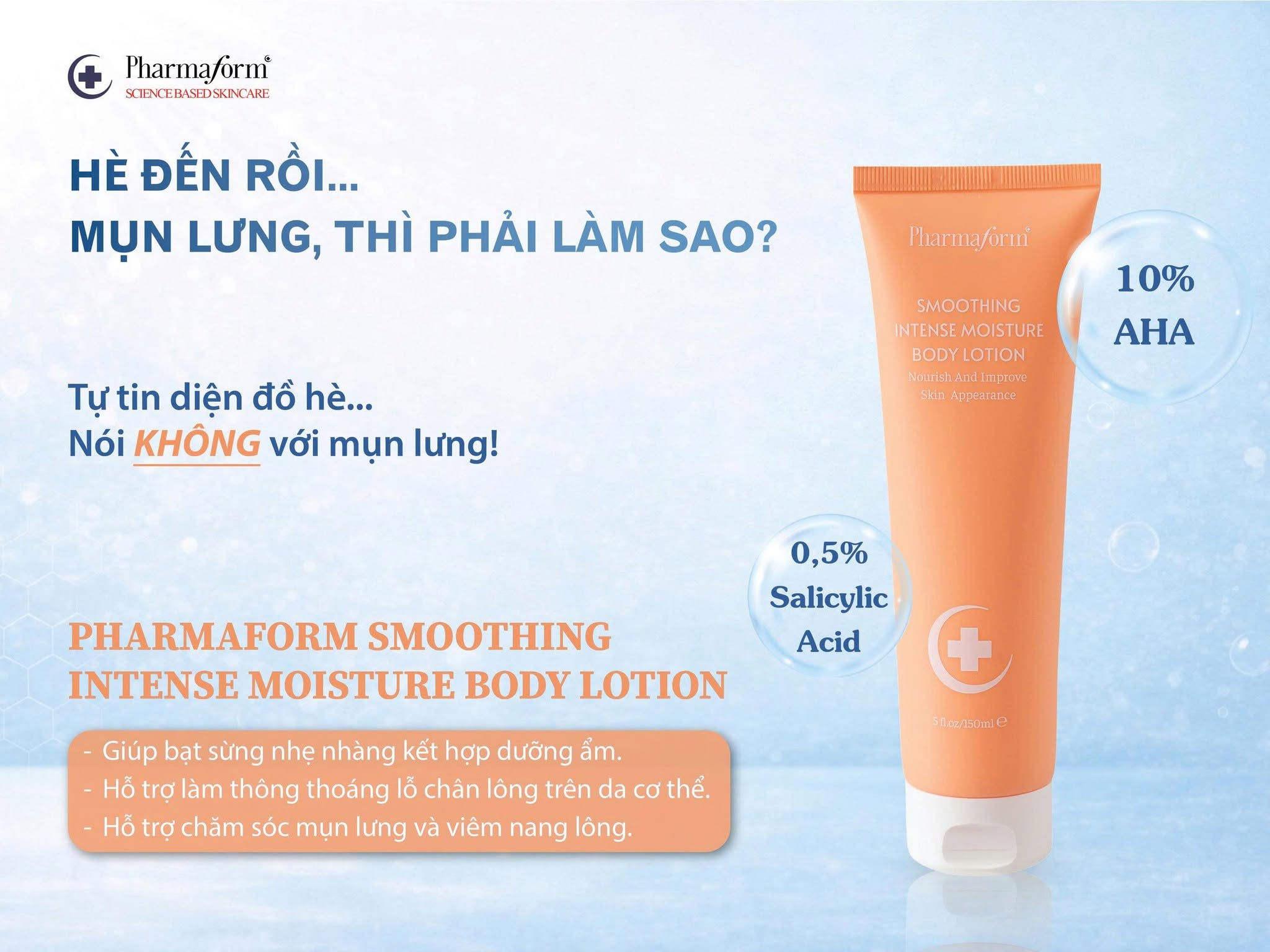 Kem Dưỡng Thể Dưỡng Ẩm Và Giảm Viêm Nang Lông, Mụn Cơ Thể Pharmaform Smoothing Intense Moisture Body Lotion 150ML 3.jpg