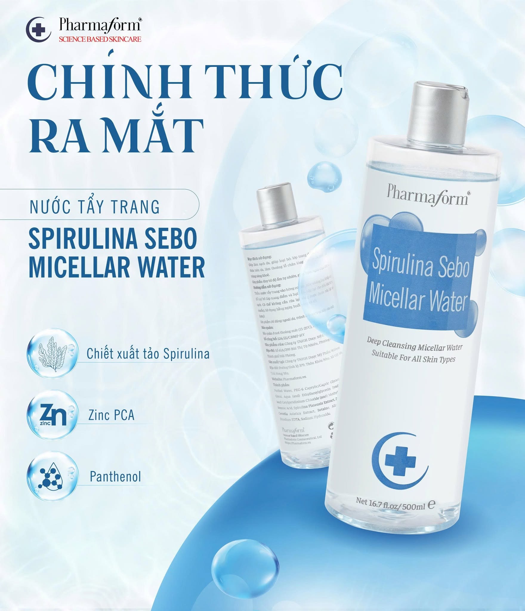 Nước Tẩy Trang Cho Da Dầu, Da Mụn Pharmaform Zinc Sebo Micellar Water 2.jpg