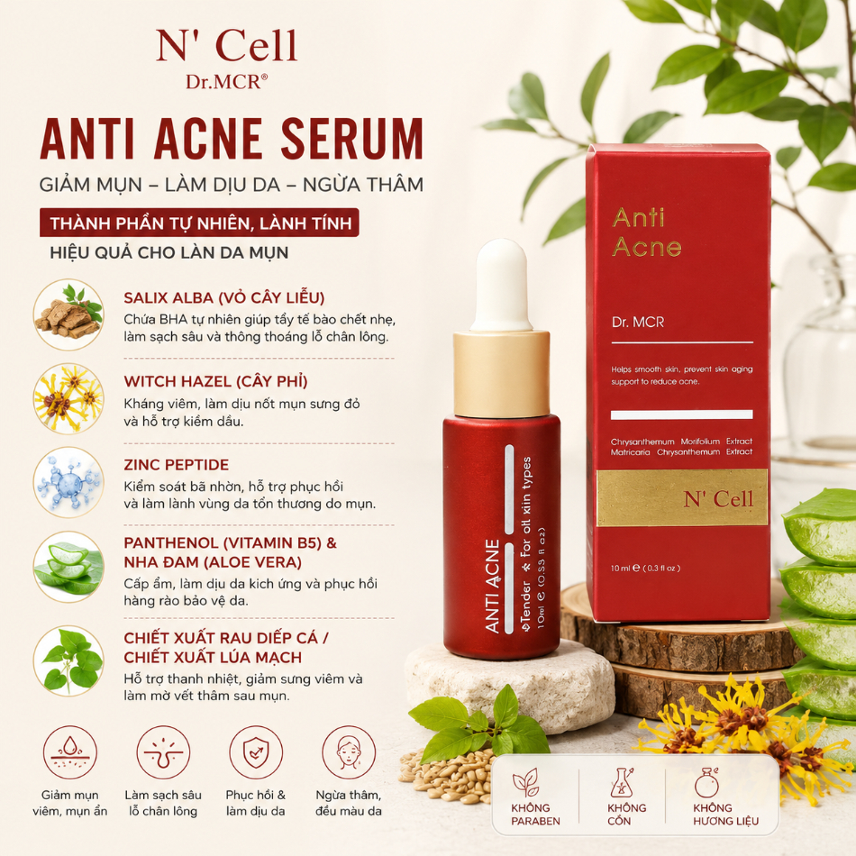 Serum Giảm Mụn Lưng, Viêm Nang Lông N'Cell Anti Acne Serum 10ml 1.jpg