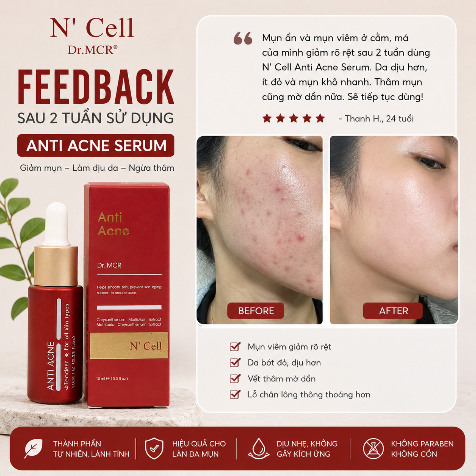 Serum Giảm Mụn Lưng, Viêm Nang Lông N'Cell Anti Acne Serum 10ml 2.jpg