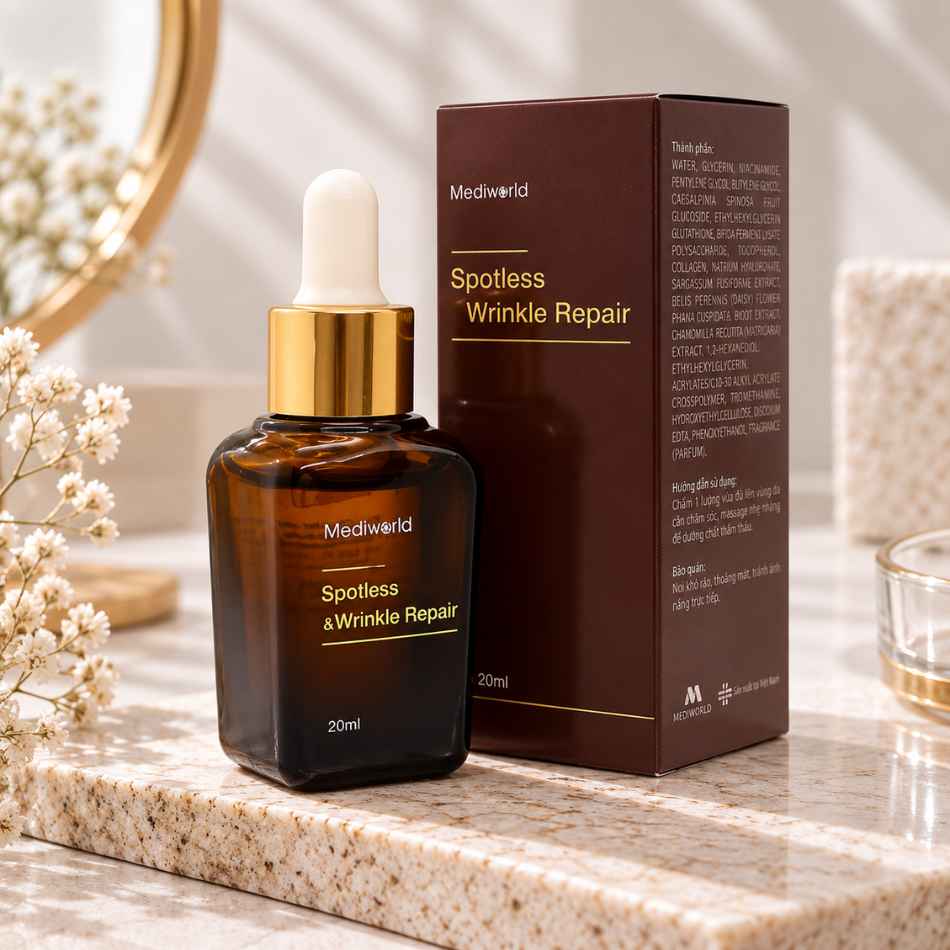 Serum hỗ trợ mờ thâm mắt, giảm nếp nhăn và dưỡng sáng Mediworld Spotless & Wrinkle Repair.jpg