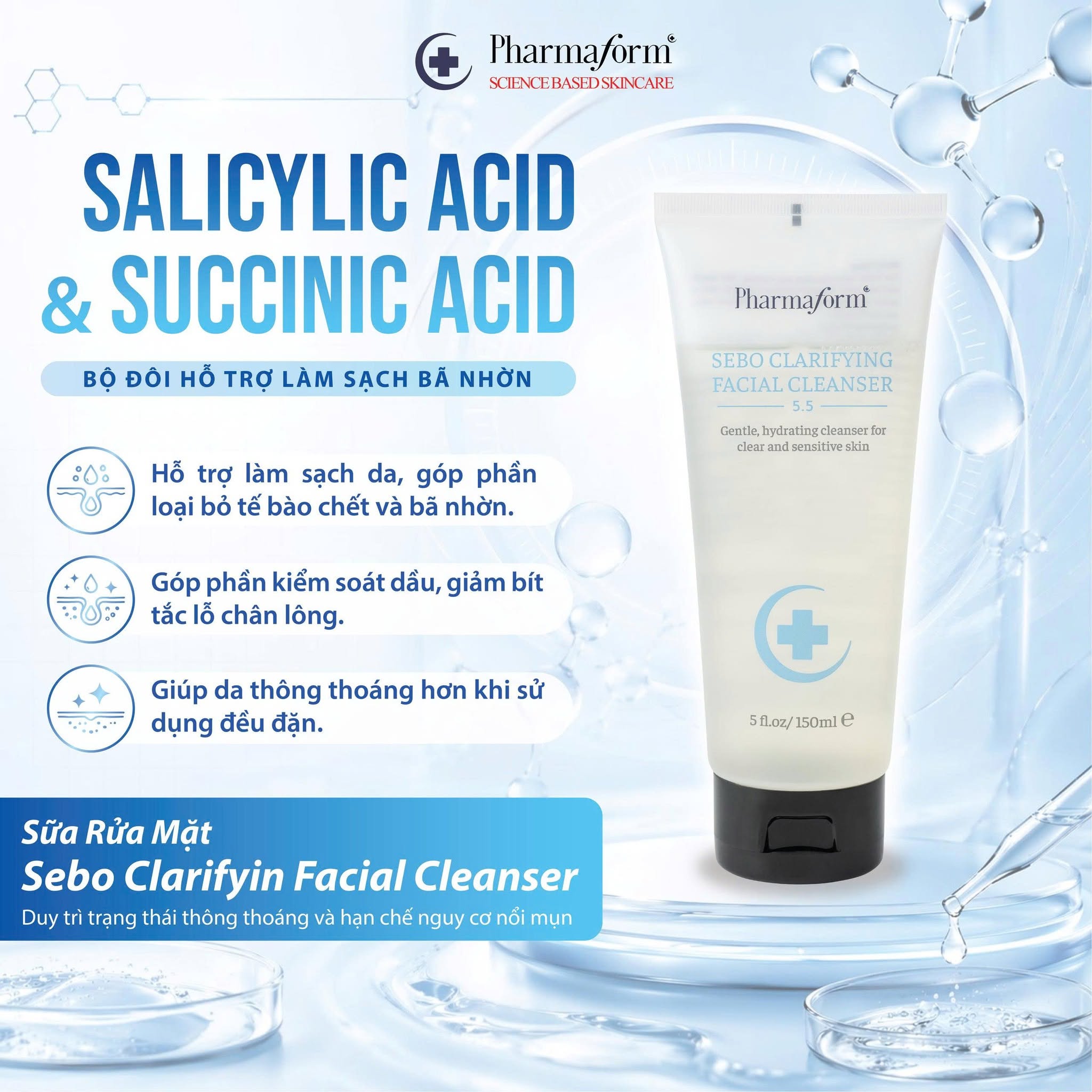 Sữa Rửa Mặt Cho Da Dầu Mụn Pharmaform Sebo Clarifying Facial Cleanser.jpg