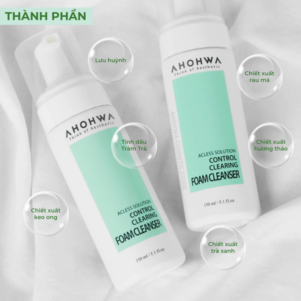 Sữa rửa mặt cho da dầu da hỗn hợp làm sạch sâu cải thiện mụn Ahohwa Acless Solution Control Clearing Foam Cleanser 2.webp