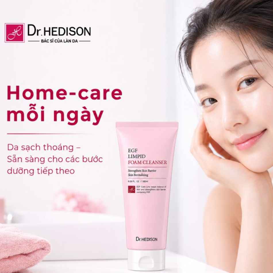 Sữa rửa mặt dạng bọt tái tạo, hỗ trợ phục hồi và bảo vệ hàng rào da Dr.HEDISON EGF Limpid Foam Cleanser nhiu ml.jpg