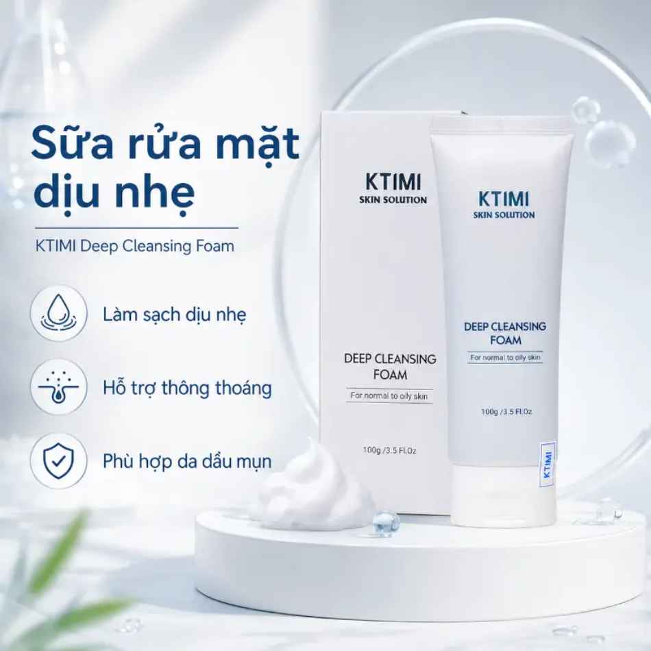 Sữa rửa mặt dịu nhẹ da nhờn mụn KTIMI Deep Cleansing Foam.jpg