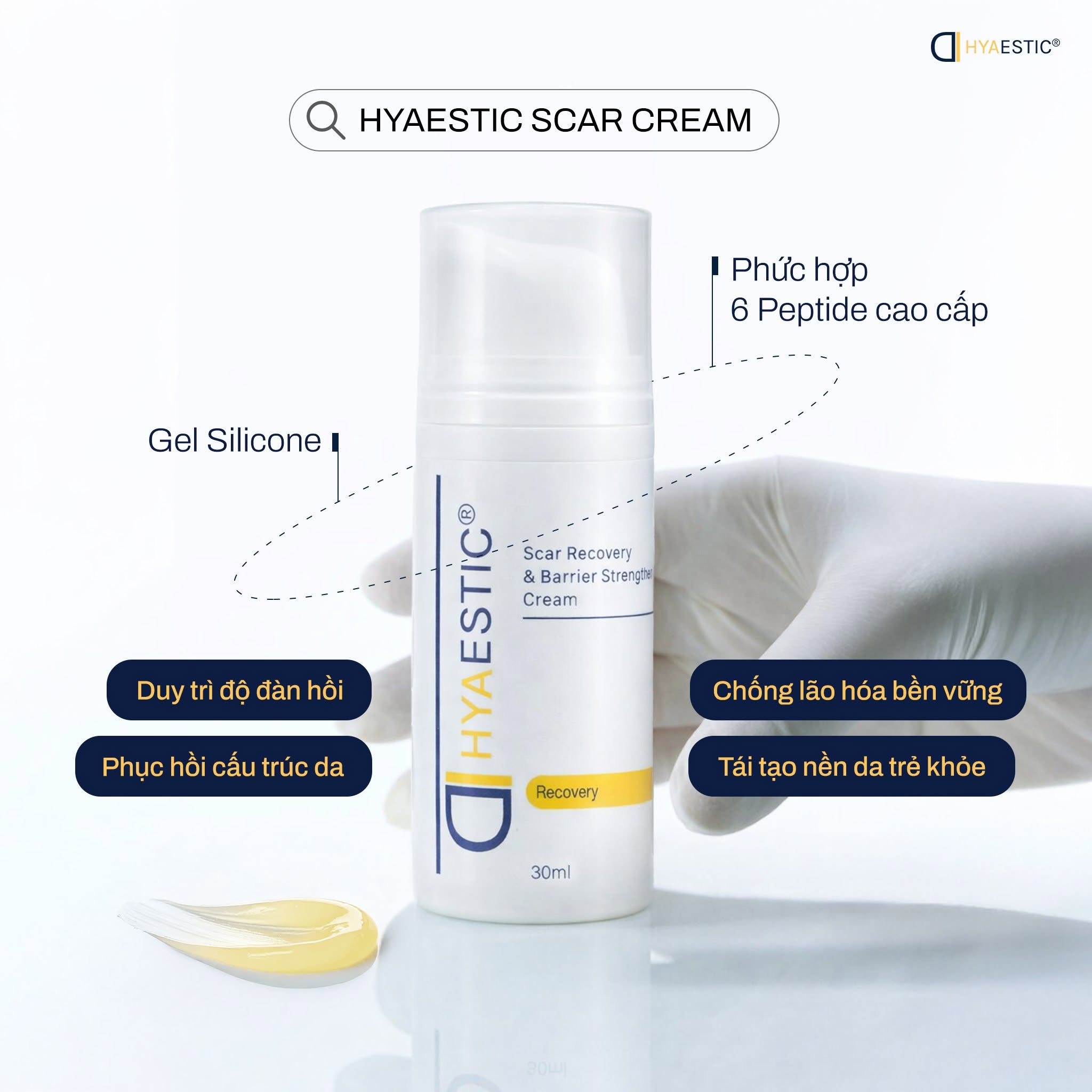 Tế bào gốc trẻ hoá và hỗ trợ phục hồi da sẹo Hyaestic Scar Recovery & Barrier Strengthen Cream 30g 1.jpg