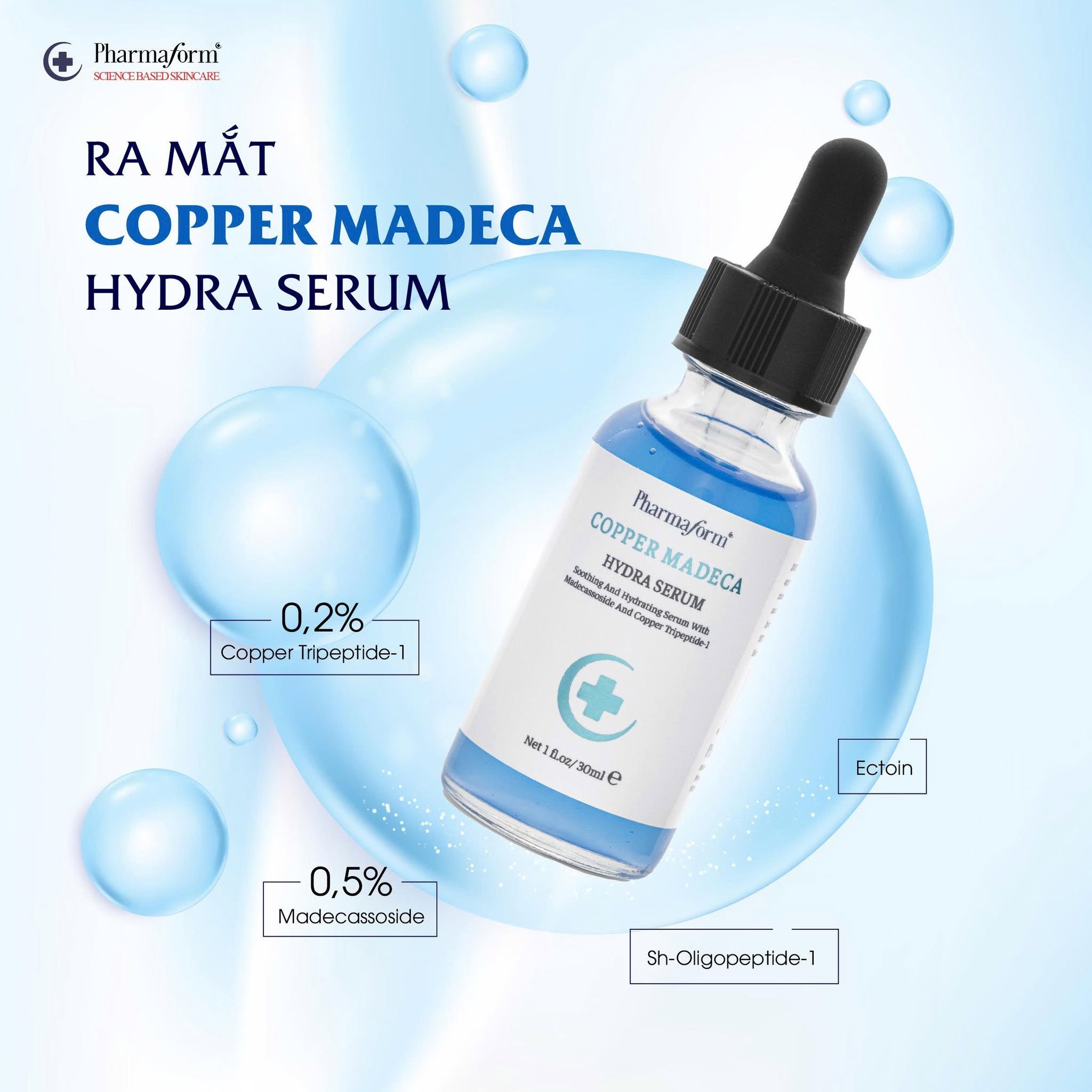 Tinh Chất Cấp Ẩm, Làm Dịu Da Pharmaform Copper Madeca Hydra Serum 30ml 1.jpg