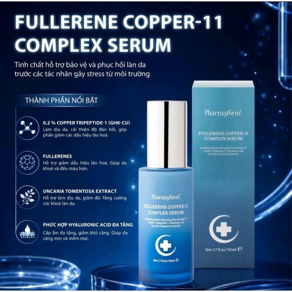 Tinh Chất Dưỡng Ẩm, Làm Dịu Và Chăm Sóc Da Lão Hóa Pharmaform Fullerene Copper-11 Complex Serum 2.jpg