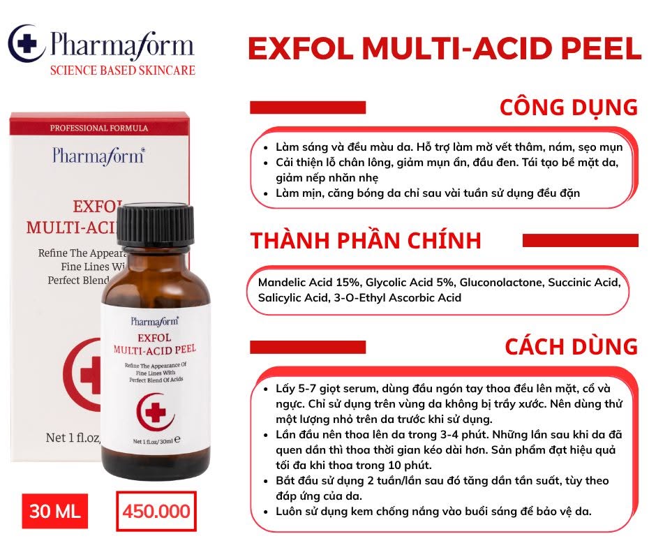 Tinh Chất Peel Giúp Da Mịn, Sáng Và Căng Bóng Pharmaform Exfol Multi-Acid Peel 30ml.jpg