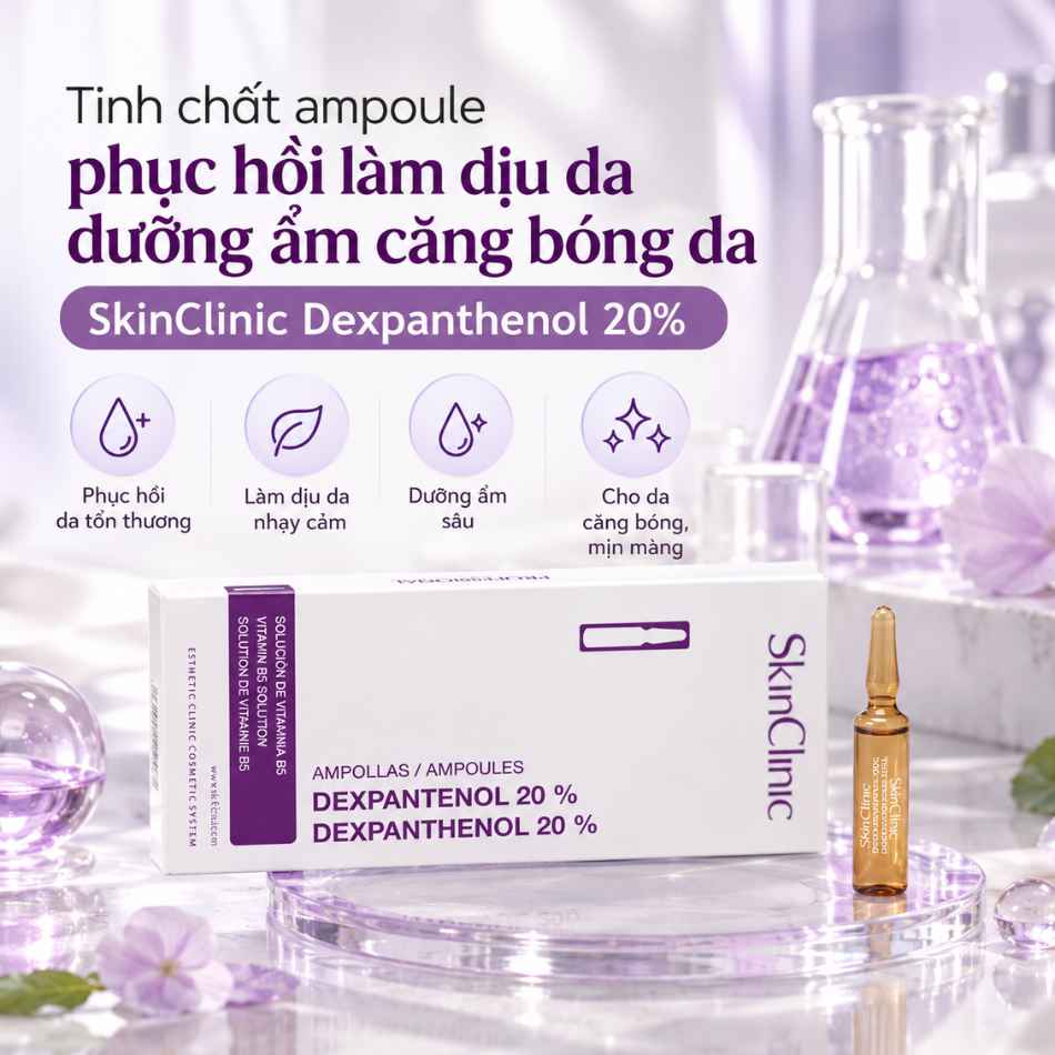 Tinh chất ampoule phục hồi làm dịu da dưỡng ẩm căng bóng da SkinClinic Dexpanthenol 20%.jpg
