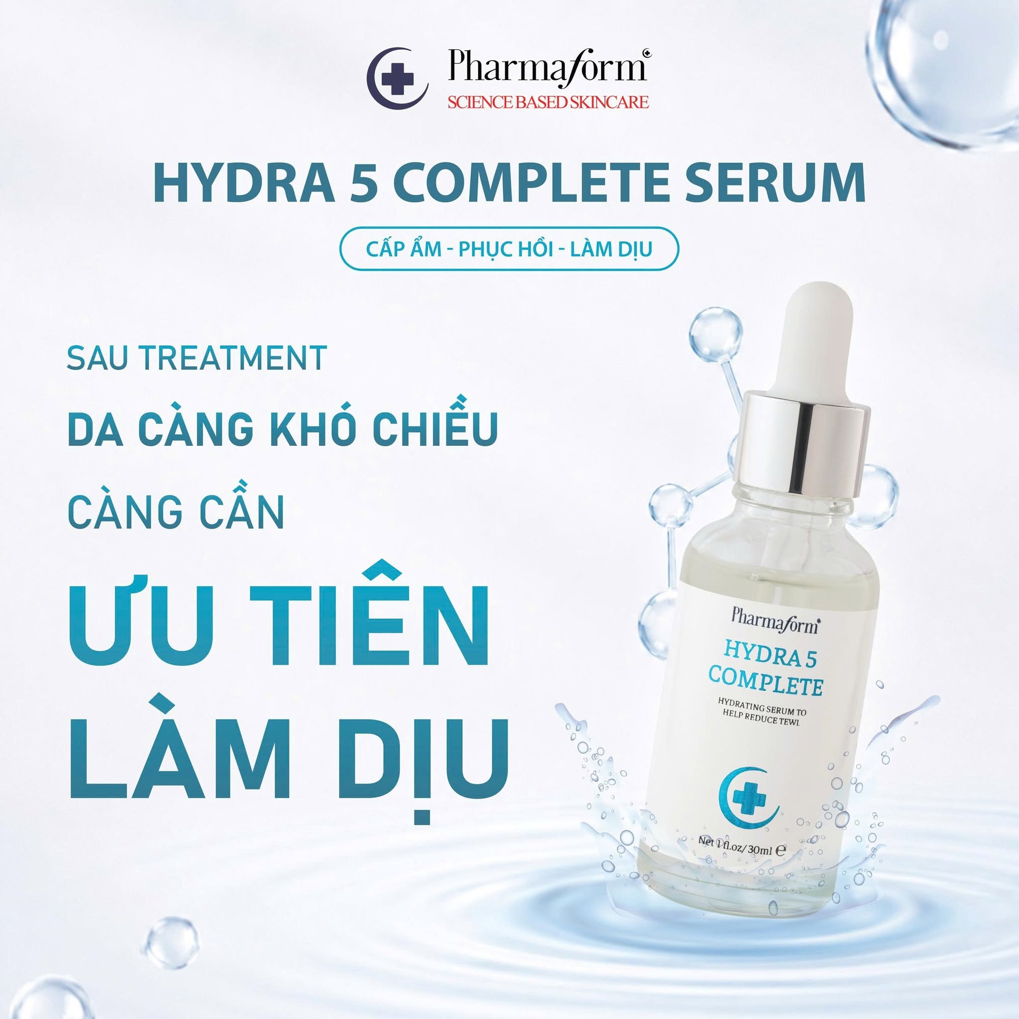 Tinh chất dưỡng ẩm, hỗ trợ phục hồi da Pharmaform Hydra 5 Complete Serum 1.jpg