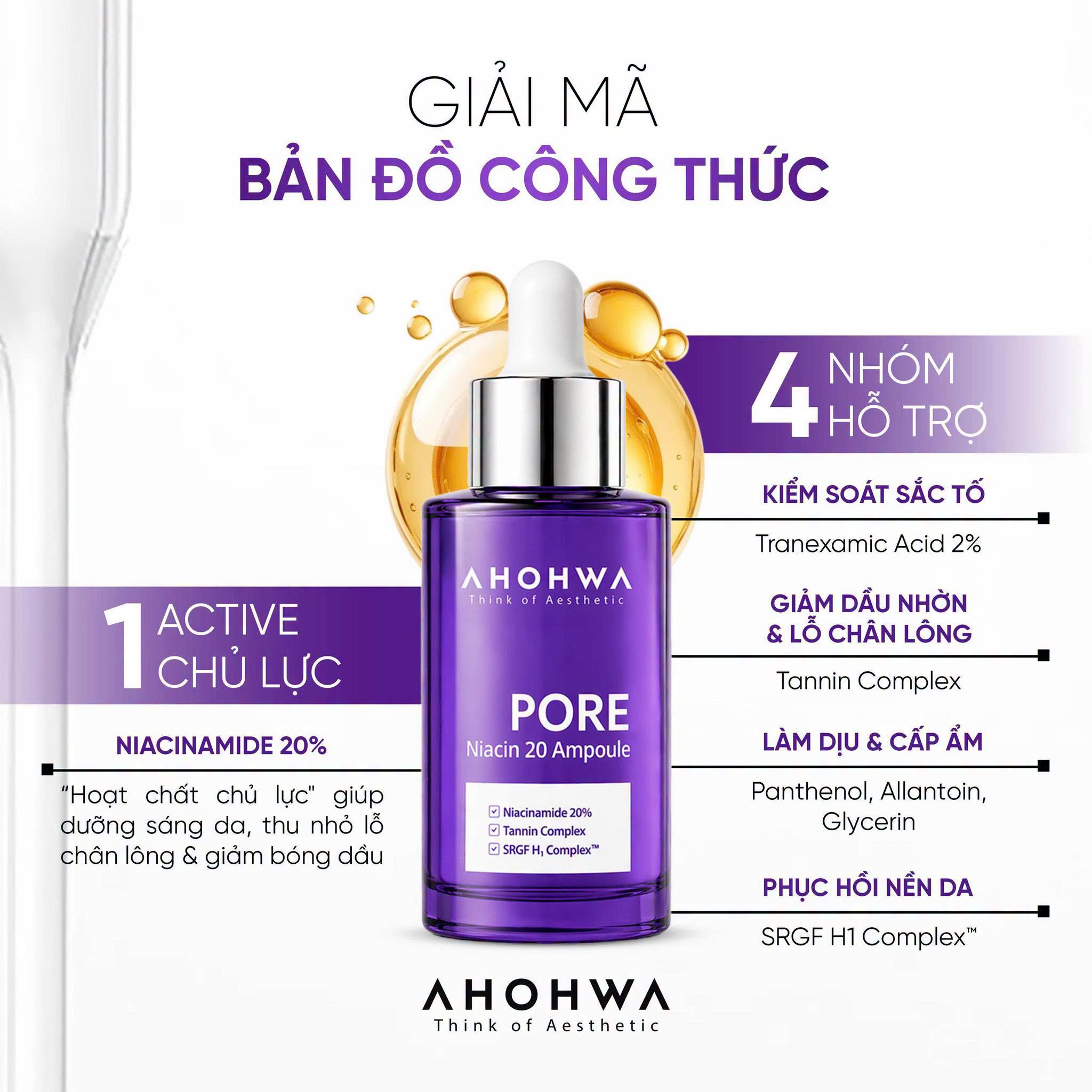 Tinh chất dưỡng trắng se khít lỗ chân lông Ahohwa Pore Niacin 20 Ampoule 10.jpg