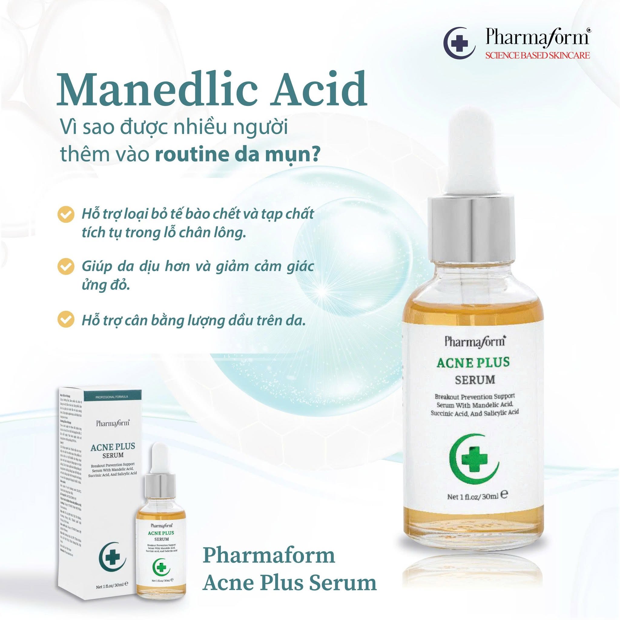 Tinh Chất Kiềm Dầu, Mờ Thâm, Ngăn Ngừa Mụn Pharmaform Acne Clarifying Plus Serum 30ML 3.jpg