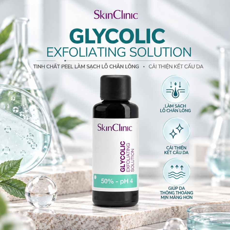 Tinh chất peel không bong làm sạch lỗ chân lông cải thiện kết cấu da SkinClinic Glycolic Exfoliating Solution (2).jpg