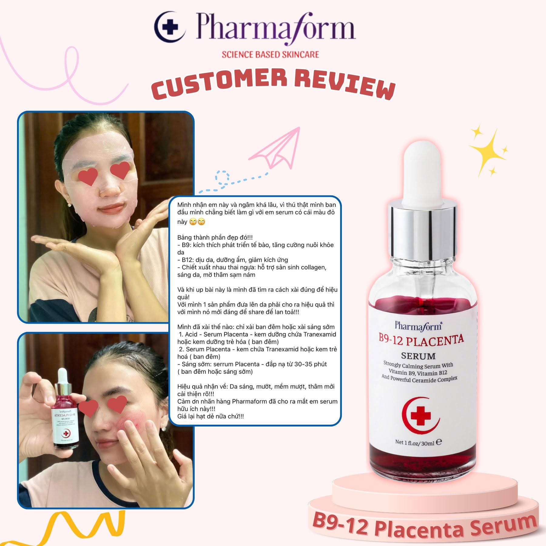 Tinh Chất Phục Hồi Cho Da Nhạy Cảm, Tổn Thương Pharmaform B9-12 Placenta Serum 4.jpg